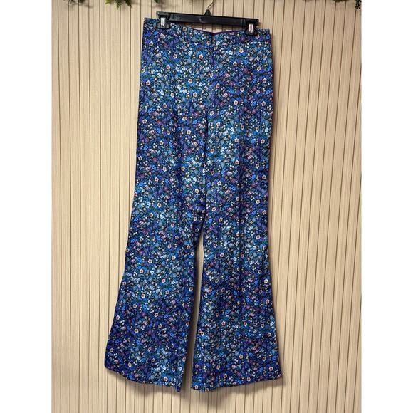 Sandro Paris Floral Satin Flared Trousers Size FR 40 (US 8) - Picture 5 of 14